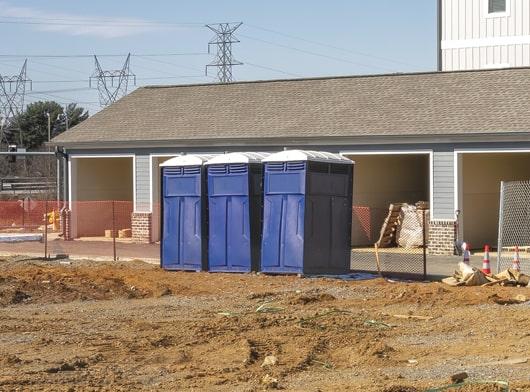 multiple construction portable toilets can be rented at once for a single work site in order to accommodate multiple workers and prevent lines